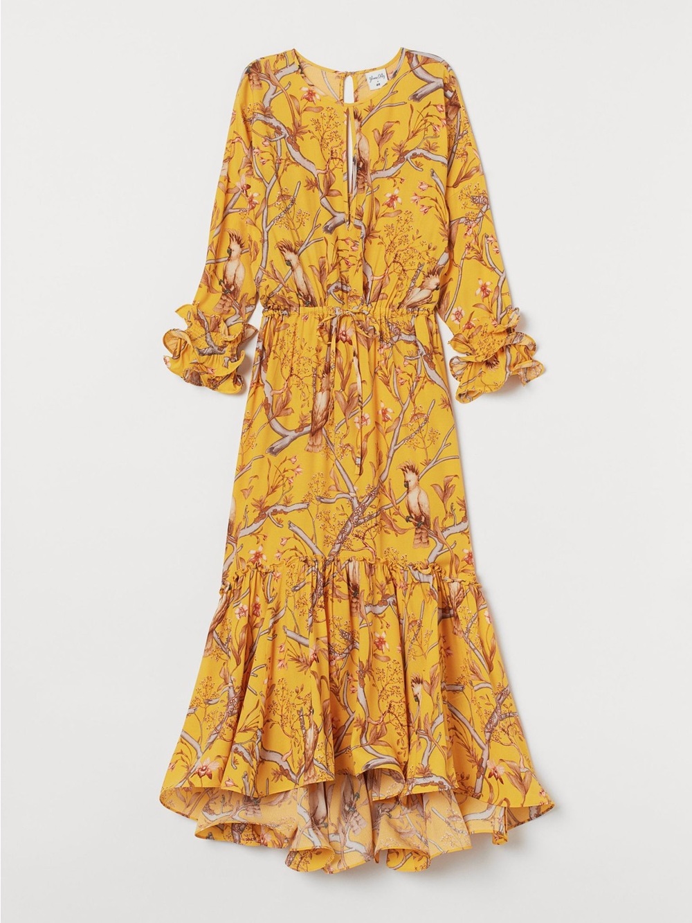 H&M x Johanna Ortiz yellow tropical print Maxi dress medium